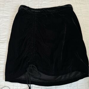Free People black velvet ruched mini skirt